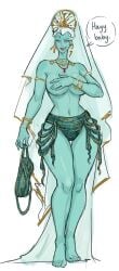 ai_generated big_breasts blue_skin covering_breasts crown epic_the_musical gigi_zeztz_(style) hera_(epic_the_musical) milf queen seductive seductive_look taking_clothes_off veil white_hair