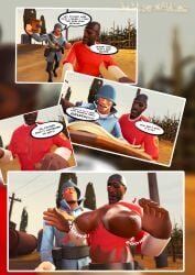 big_breasts comic demoman_(team_fortress_2) exposed_breasts magic magic_user male male/male soldier_(team_fortress_2)