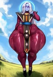 1boy ai_generated alternative_hairstyle dragon_ball femboy front_view long_hair muscles whis