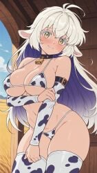 2026 ai_assisted ai_generated animal_ears big_breasts bikini bikini_bottom bikini_top blue_hair blush breasts colored_inner_hair cow_girl cow_print cow_print_bikini curvy curvy_body curvy_female embarrassed female female_focus female_only flustered green_eyes huge_breasts large_breasts long_hair looking_at_viewer messy_hair micro_bikini moonwool_branch multicolored_eyes multicolored_hair oc original original_character purufy_(moonwool) seductive seductive_eyes seductive_look seductive_mouth seductive_pose seductive_smile sheep_ears sheep_girl slit_pupils smile smiling solo solo_female solo_focus tagme tail thick_ass thick_thighs thighhighs thighs uncensored very_long_hair white_hair yellow_eyes