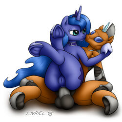 alicorn anal anal_sex balls big_balls big_penis clitoris fan_character female feral livriel male my_little_pony penetration penis princess_luna_(mlp) pussy sex smile straight thick_thighs underhoof