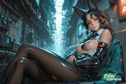 ai_generated anime artist_name big_breasts black_hair breasts cute ecchi fox_ears fox_girl fox_tail hentai hi_res high_quality high_resolution highres hoshimi_miyabi large_breasts naked nsfw nude nude_female partially_clothed patreon_username pose rawdiffusion rule34 stable_diffusion tits uncensored watermark zenless_zone_zero