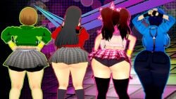 3d 3d_(artwork) 4girls amagi_yukiko ass ass_chart big_ass big_breasts bottom_heavy fat_ass female female_focus koikatsu kujikawa_rise lineup massive_ass massive_breasts persona persona_4 satonaka_chie shirogane_naoto ultimaxrenstash voluptuous voluptuous_female