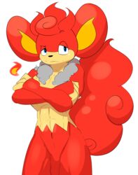 1boy 2015 abs alpha_channel anthro elpatrixf flammin'go male male_only mammal navel nintendo nude penis pokemon pokemorph primate simisear simple_background smile solo transparent_background