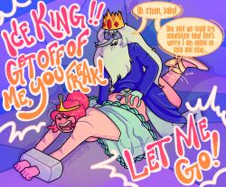 adventure_time clothed forced grinding hands_tied ice_king older_male princess_bubblegum restrained simon_petrikov straddling struggling yelling younger_female