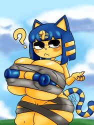 1girls 2024 animal_crossing ankha ankha_(animal_crossing) big_areola big_ass big_breasts big_nipples black_eyes black_nose blue_hair blue_markings blue_nipples color detailed_background digital_drawing_(artwork) digital_media_(artwork) dus duskizi female female_focus female_only huge_ass huge_breasts looking_at_viewer nintendo nipple_bulge nipple_outline nipple_slip nipples nipples_visible_through_clothing partially_clothed solo solo_focus tail tail_markings yellow_body yellow_fur