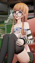 1girls book_covering_breasts female flat_chest meme ouch_meme persona persona_5 sakura_futaba super_smash_bros. twitter