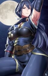 1girls arcedo armpits blue_eyes blue_hair fat_ass fire_emblem fire_emblem_heroes lucina_(fire_emblem) official_alternate_costume small_breasts tagme