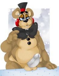 1boy animatronic anthro balls bear bow chubby erection five_nights_at_freddy's five_nights_at_freddy's_2 frots furry furry_only half-closed_eyes hat headgear machine male male_only mammal nude penis robot rosy_cheeks smile solo standing thick_thighs toy_freddy_(fnaf) video_games