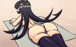 1girls ass ass_focus bikini fat_ass female filia_(skullgirls) jadf panties skullgirls stockings thick_thighs