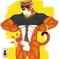 abs abs_hair balls biceps boner cheetos chester_cheetah food_mascots frito-lay furries furry_nudity muscles naked nolandoberdaddy pecs penis pent_up pubic_hair quads triceps