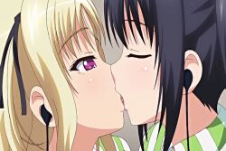 animated_gif eyes_open fuyutsuki_shiori jk_to_ero_konbini_tenchou kissing nakaizumi_yui tagme tongue