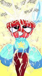 2025 animate_inanimate big_breasts black_eyes black_text_outline blue_clothing blue_sweater blue_topwear bodily_fluids bottomless bottomless_female bottomless_humanoid breasts bukkake clothed clothing cum cum_everywhere cum_in_head cum_inside cum_on_arm cum_on_body cum_on_breasts cum_on_clothing cum_on_crotch cum_on_face cum_on_head cum_on_leg cum_on_sweater cum_on_topwear cum_string cumshot dandy's_world digital_media_(artwork) drooling ejaculation eye_roll eyelashes featureless_crotch female female_humanoid for_a_head genital_fluids gigi_(dandy's_world) glistening_eyelids goatboydraws half-closed_eyes hi_res humanoid messy narrowed_eyes not_furry object_head offscreen_male onomatopoeia oversized_sleeves print_clothing print_sweater print_topwear pupils red_body red_eyelids roblox saliva shaded shaking smile solo sound_effects spiral_pupils splurt standing star_print star_print_topwear sweater sweater_only teeth text toons_(dandys_world) topwear topwear_only trembling white_pupils white_sclera white_text
