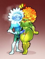 1girls anthro anthrofied ass breasts breasts danigrex2n female flora_fauna peashooter_(pvz) plant plant_girl plant_humanoid plantie plants_vs._zombies plants_vs_zombies popcap_games pussy sunflower_(pvz)