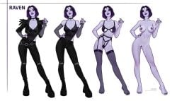 2024 alternate_costume fishnets lingerie lingerie_only naked naked_female olena_minko outfit_variant purple_body purple_eyes purple_hair raven_(dc) tagme teen_titans