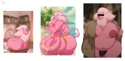 1boy anthro big_ass big_ass_(male) big_belly big_butt big_cat big_nipples bobthetanuki box bulge cartoon_network chubby_belly extrasizedbob fat_belly feline furry huge_ass huge_butt lion_(steven_universe) male male_only nipple_bulge round_belly slapping_ass slapping_butt slapping_own_ass speedo steven_universe time_skip wide_hips