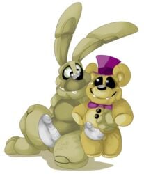 animatronic anthro balls barefoot bear bow cute erection five_nights_at_freddy's five_nights_at_freddy's_4 fredbear_plush_(fnaf) frots hat headgear lagomorph long_ears looking_down looking_up machine male male_only mammal metal_penis naked nude penis plushie plushophilia plushtrap plushtrap_(fnaf) rabbit robot size_difference smile spread_legs spreading teddybear teeth yaoi