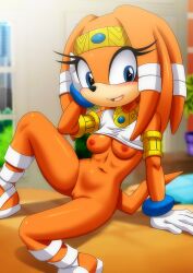 1girls anthro bbmbbf blush breasts female female_only looking_at_viewer mobius_unleashed nipples nude open_mouth palcomix pussy sega solo sonic_(series) sonic_the_hedgehog_(series) tikal_the_echidna tongue