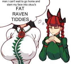 2girls big_breasts breast cat_ears catgirl commentary_request english_text hair huge_breasts light-skinned_female light_skin mature_female meme nicecream red_hair rin_kaenbyou touhou utsuho_reiuji