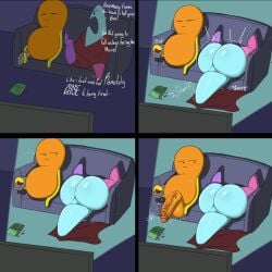 2025 4_panel_comic annoyed armless asking_how ass balls big_balls big_butt big_penis black_eyes blue_body blue_butt boe_(land_of_boggs) bogg boggo_(land_of_boggs) comic dark dialogue digital_media_(artwork) duo electronics ellipsis english_text exclamation_point faceplant female female_humanoid ftg_crossgender fti_crossgender furniture futa/female futa_humanoid futanari genitals glans glistening glistening_butt hi_res huge_butt humanoid humanoid_genitalia humanoid_penis imminent_sex inside intersex intersex/female intersex_humanoid japansadface land_of_boggs legless looking_at_another's_butt looking_at_butt mouth_closed multicolored_body name_drop name_in_dialogue narrowed_eyes noodle_arms not_furry on_sofa onomatopoeia open_mouth orange_balls orange_body orange_glans orange_penis orange_skin penis pink_body pink_legs pink_skin pop_(sound_effect) purple_body purple_legs purple_skin question_mark rule_63 sitting sitting_on_sofa sleeping snoring sofa sound_effects suddenly_penis talking_to_another television text two_tone_body vein veiny_penis white_text yelling yelling_at_another yellow_arms yellow_body yellow_skin