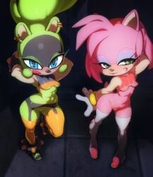 2025 abs accessory afrosoricid amy_rose anthro blue_eyes blush breasts clothing doxy duo eulipotyphlan eyelashes female female/female fur green_body green_eyes green_fur green_hair hair hair_accessory hairband half-closed_eyes hedgehog hi_res idw_publishing legwear looking_at_viewer mammal narrowed_eyes object_in_pussy pink_body pink_fur pink_hair ponytail sega smile smirk sonic_the_hedgehog_(comics) sonic_the_hedgehog_(idw) sonic_the_hedgehog_(series) stockings surge_the_tenrec tenrec tight_clothing tongue tongue_out under_boob