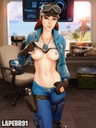 1girls 3d 3d_(artwork) breasts clothed clothed_female clothing cloud_striker_(fortnite) fortnite lapebr91 nipples shirt_lift