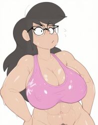 ai_generated glasses huge_breasts pink_topwear rosa_gonzalez rosebuds_(comic) tagme tekan4982