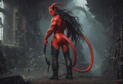 1boy ass demon horns male male_only red_skin solo tail xentor