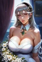 1girls 2024 2024s ai_generated corrin_(fire_emblem) corrin_(fire_emblem)_(female) dress earrings female female_only fire_emblem fire_emblem_fates flower grey_hair hair_between_eyes human human_female human_only intelligent_systems light-skinned_female light_skin long_hair looking_at_viewer nai_diffusion necklace nintendo red_eyes solo solo_female stable_diffusion standing video_game_character white_dress