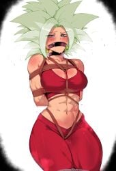 2d 2d_(artwork) bondage clothed clothing color color_edit colored dragon_ball dragon_ball_super kefla masoq095 tagme tape tape_gag taped_mouth tied_up