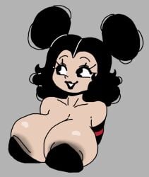 big_breasts black_hair blazejohnson28 cartoony color colored huge_ass huge_breasts huge_butt huge_nipples huge_thighs joaoppereiraus redraw rubberhose sally_mcboing smile toon toony traced traced_art