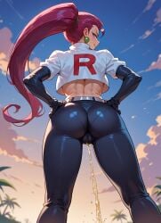 ai_generated anime anime_style ass jessie_(pokemon) peeing peeing team_rocket