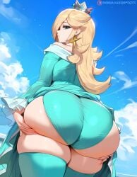 1girls ai_generated ass big_breasts blonde_hair blue_eyes breasts female female_focus huge_ass huge_breasts large_breasts light-skinned_female mature_female princess_rosalina thick_thighs thighs