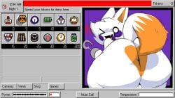 lolbit_(fnaf) lolbit_(frickbears) slothbun five_nights_at_freddy's five_nights_at_frickbears five_nights_at_frickbears_3 butt ass ass_focus tail shop back_view fox fat_ass white_fur orange_fur ambiguous_gender nonbinary balls