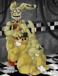 3boys all_fours anal anal_sex animatronic anthro anus ass balls barefoot bear claws corpse cum cum_in_ass cum_in_mouth cum_inside cum_on_anus cum_on_ass cum_on_ground cum_on_penis double_penetration fellatio five_nights_at_freddy's five_nights_at_freddy's_3 five_nights_at_freddy's_4 from_behind frots gay golden_freddy_(fnaf) group group_sex half-closed_eyes human lagomorph long_ears looking_down machine male male_only mammal microphone nude open_mouth oral orgasm penetration penis plushie plushtrap plushtrap_(fnaf) rabbit robot sex sharp_teeth size_difference smile springtrap springtrap_(fnaf) standing teeth thick_penis thick_thighs threesome wire yaoi