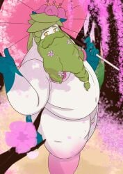 bakablue bara beard cherry_blossoms daddy fat fat_man flower gay grass_type lilligant moustache pokemon pokemon_(species) spring umbrella white_body