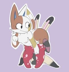 1boy 1girls aintsmart animal_crossing anthro anthro_on_anthro balls breasts dumbun duo eyelashes feline female female_anthro femboy femboy_on_female from_behind lagomorph male male_anthro male_anthro/female_anthro mammal nintendo nipples original original_character penis purrl_(animal_crossing) rabbit straight sweat video_games