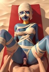 ai_generated binhqx breasts hero_inside mummy_girl_(hero_inside) mummy_wrappings necrophilia nipples pussy sex vaginal_penetration