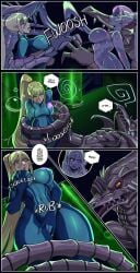 areola areolae big_ass big_breasts body_swap body_switch bodyswap curvy fondling male/female masturbation metroid ridley_(metroid) samus_aran soul text zero_suit_samus