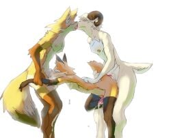 anal anal_sex anthro bodily_fluids bovid canid canine caprine codlam cum cum_in_mouth cum_inside cum_while_penetrated digital_media_(artwork) ejaculation erection fox fur genital_fluids group group_sex hands-free horn male male/male male_penetrated male_penetrating male_penetrating_male mammal nipples nude oral oral_penetration penetration sex sheep simple_background stomach_bulge tail threesome trio white_body white_fur