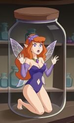 ai_generated ass bigmic145 breasts cartoon_network daphne_blake daphne_blake_(mystery_incorporated) fairy fairy_wings feet jar leotard red_hair restrained scooby-doo scooby-doo!_mystery_incorporated sexually_suggestive