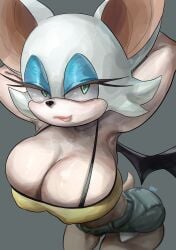 1girls anthro armpits arms_up ass bat bedroom_eyes big_ass big_breasts breasts busty chiropteran cleavage female female_only half-closed_eyes hands_behind_head huge_breasts large_breasts looking_at_viewer noblood png rouge_the_bat ryandomonica shorts solo sonic_(series) sonic_the_hedgehog_(series) thick_thighs wide_hips