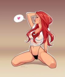 1girls 2022 belly mary_jane_watson olena_minko red_hair simple_background spider-man tagme underwear