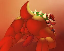 1boy all_fours anthro anus ass balls barefoot ben300 bowser chubby dragon erection furry furry_only horn hybrid king koopa looking_back male male_only mario_(series) nintendo nude open_mouth penis presenting presenting_hindquarters reptile royalty scalie sharp_teeth shell smile solo spikes squint teeth turtle video_games