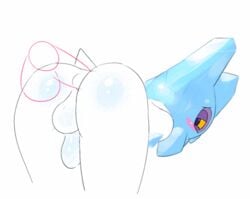 1boy anal androgynous animated anthro ass bergmite black_eyes blinking blush elpatrixf femboy flaccid half-closed_eyes ice looking_at_viewer looking_back male male_only male_penetrated nintendo pokemon s sex tail video_games white_background white_skin yellow_sclera