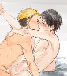 2boys ajin_(sakurai_gamon) anal black_hair blonde_hair kaito_(ajin) male_only multicolored_hair multiple_boys nagai_kei sex yaoi