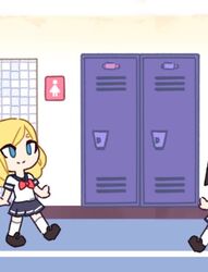 1girls 2d animated annue arms_behind_back blonde_hair blue_eyes blue_skirt blush closed_eyes clothing consensual_tentacles cum cum_in_pussy cum_inside cum_on_legs female locker long_hair long_video longer_than_2_minutes longer_than_30_seconds longer_than_one_minute open_mouth penetration pink_tentacles pussy rape restrained school school_uniform sex skirt sound spread_legs sweat tentacle tentacle_locker tentacle_pit tentacle_sex vaginal_penetration vertical_video video white_shirt white_socks