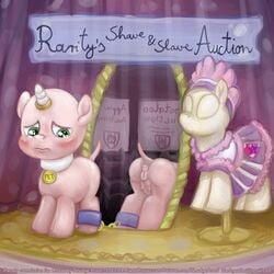 anus ass auction audience blush carousel_boutique chained chains clothing collar crotchboobs degradation dress exposed friendship_is_magic group humiliation mannequin mirror my_little_pony nipples puffy_anus pussy shaved_pussy slave smudge_proof stage sweetie_belle_(mlp) tears text