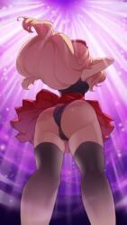 blonde_hair panties pokemon pokemon_xy serena_(pokemon) serena_(pokemon_games) skirt small_breasts stockings thighs upskirt