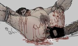 1cuntboy 2boys anal big_boss blindfold blindfolded blood body_hair bondage bondage_gear broken_glasses cum cum_in_pussy cum_inside cuntboy cuts degradation degradation_text drool drooling gloves grenade grenade_in_ass hairy huey_emmerich kogane_momo metal_gear metal_gear_solid naked_snake nonconsensual object_in_ass object_insertion pubic_hair rape raped tied_up torture weapon_penetration